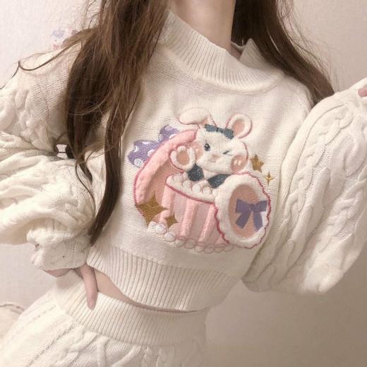 Sweaters | Womens  Kawaii Bunny Surprise Sweater / Skirt Sweaters skirt