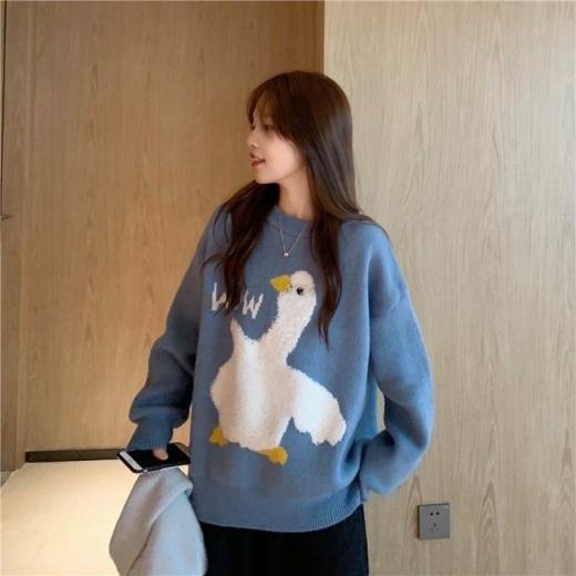 Sweaters | Womens  Kawaii Cartoon Duck Sweater Sweaters black