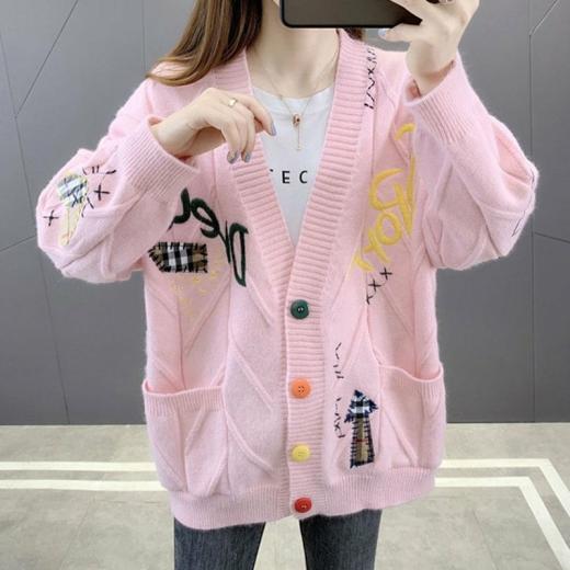 Sweaters | Womens  Kawaii Pink Personality Cardigan Sweater Sweaters Pink