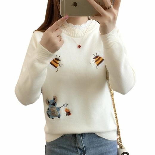 Sweaters | Womens  Little Bee Embroidery Sweater Sweaters Caramel colour