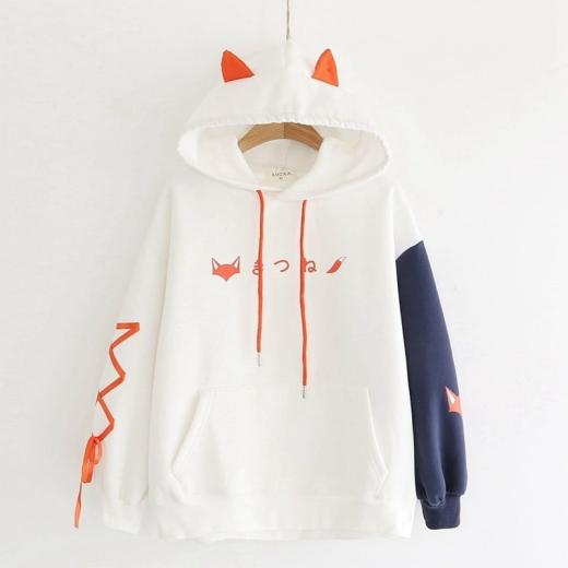 Sweatshirt | Womens  Harajuku Cute Fox Print Sweatshirts Sweatshirt Navy