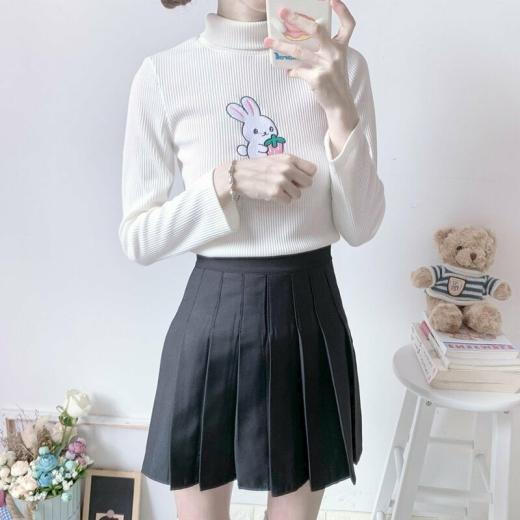 Sweatshirt | Womens  Korean Cute Rabbit Knitted Tops black