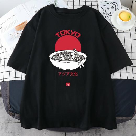 T-Shirts | Womens  Harajuku Tokyo Noodles T-Shirt Womens Tops black