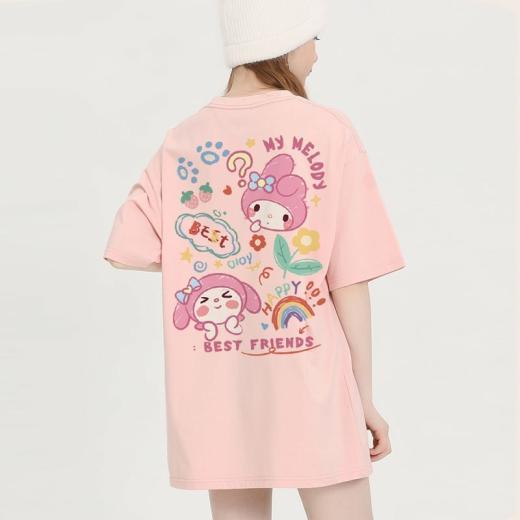 T-Shirts | Womens  Kawaii Candy Color Sanrio Character Printed T-Shirt T-Shirts Apricot-Pochacco