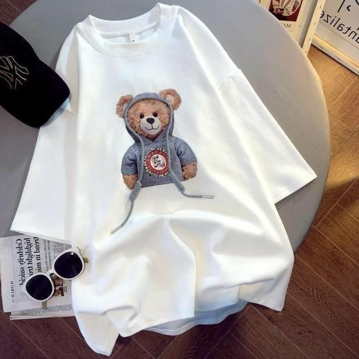 T-Shirts | Womens  Kawaii Korean Style Bear T-Shirts T-Shirts black