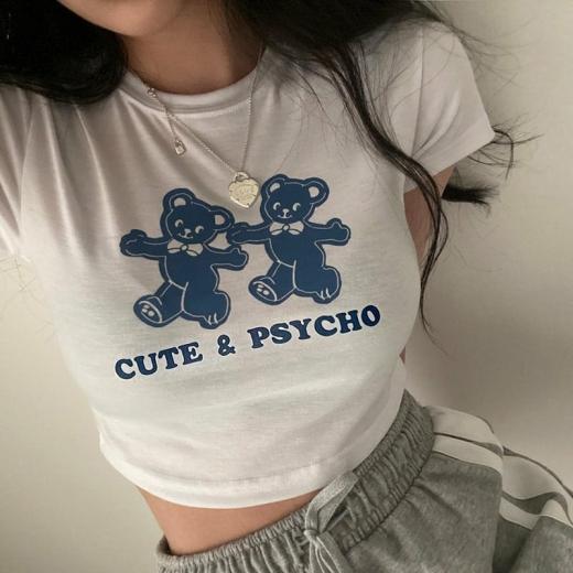 T-Shirts | Womens  Kawaii Teddy Slim T-Shirt T-Shirts T-Shirts