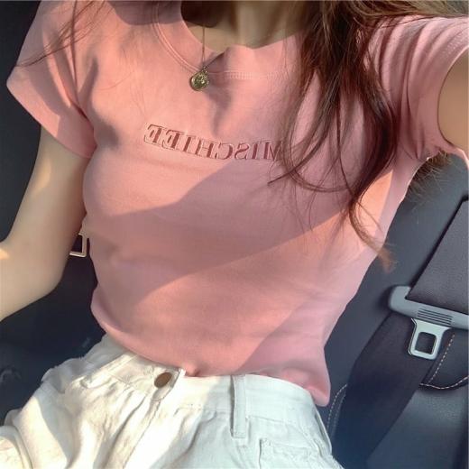 T-Shirts | Womens  Kawaii Ulzzang Embroidered T-Shirts T-Shirts black