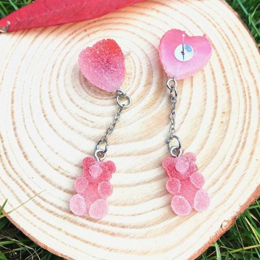 Jewelry |   Kawaii Sugar Bear Heart Earrings Accessories Jewelry