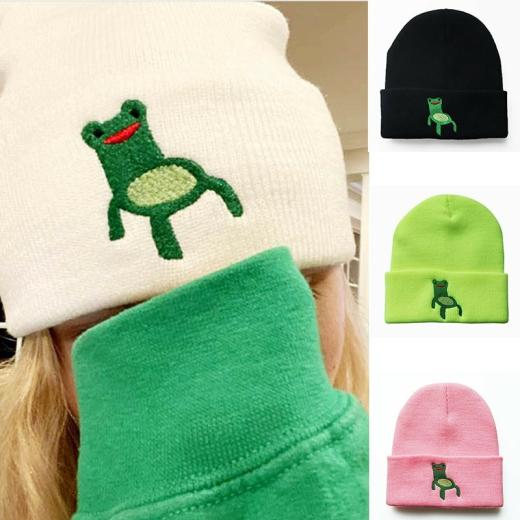 Kawaii Cap |   Kawaii Cartoon Froggy Beanies Cap Accessories black