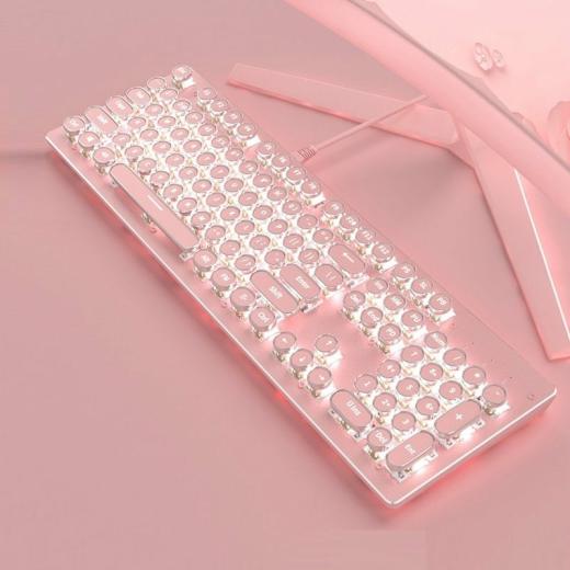 Kawaii Keyboard |   Pink Wireless Gaming Keyboard 104 Keycaps Accessories Blue Switch