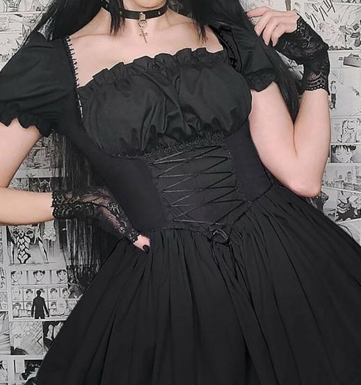 Goth Dresses | Womens  Babydoll Maiden Dress Goth Dresses black