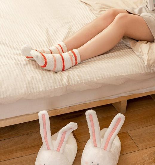 Slippers | Womens  Kawaii White Bunny Plush Cotton Slippers Slippers bunny plush slippers