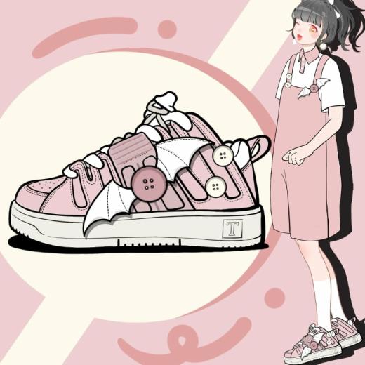 Sneakers | Womens  Kawaii Cute Pink Loli Style Flat Sneakers Sneakers Pink