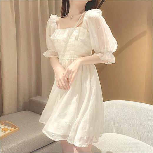 Summer Dresses | Womens  French Puff Sleeve White Summer Dress Summer Dresses Summer Dresses