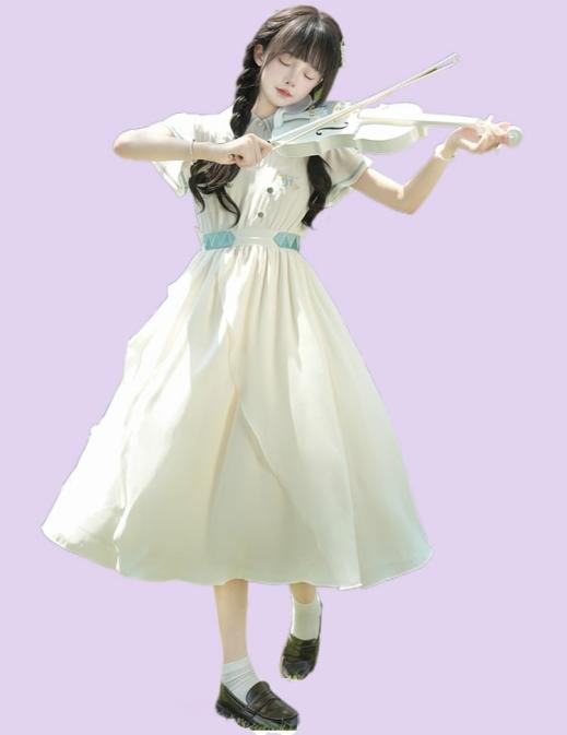 Summer Dresses | Womens  Summer Hatsune Miku Joint Dress Summer Dresses Off-White Dress