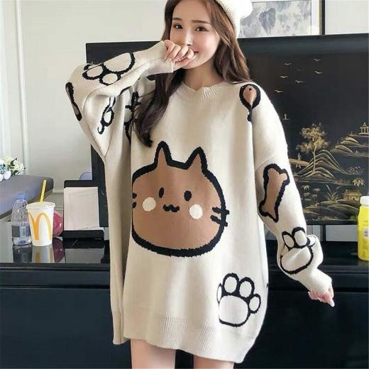 Sweaters | Womens  Harajuku Cartoon Cat Print Sweater Sweaters Sweaters