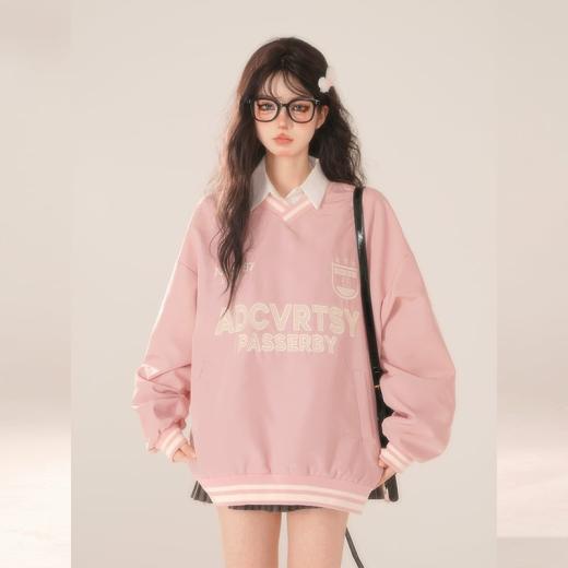 Sweatshirt | Womens  Kawaii College Style Pink V-Neck Sweatshirt Sweatshirt coffee